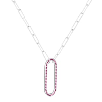 Ruby Sterling Silver Bar Necklace