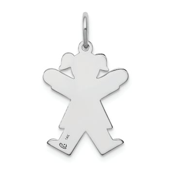 Rhodium Over 14k White Gold Satin Girl Joy Charm
