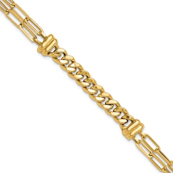 14k Yellow Gold Polished Fancy Link Bracelet