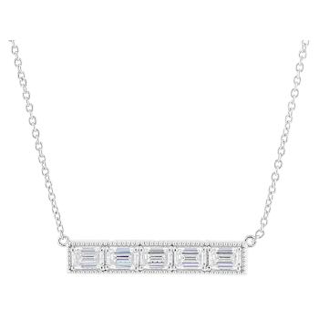 Diamond Simulant Emerald-Cut Necklace In Sterling Silver