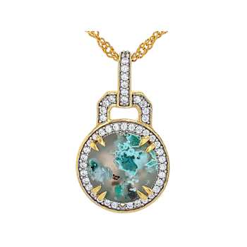 Blue Chalcedony And White Zircon Pendant Necklace In 18K Gold Over
Sterling Silver 3.67ctw