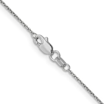 Rhodium Over 14k White Gold 0.95mm Solid Diamond-Cut Cable 26 Inch Chain