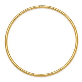 14k Yellow Gold 2.5mm Grooved Slip-on Bangle