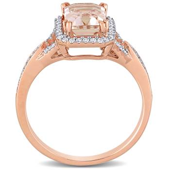 Morganite and Diamond 14K Rose Gold Ring 1.75ctw