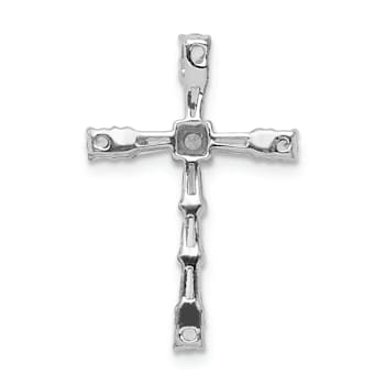 Rhodium Over 14k White Gold Diamond Cross Chain Slide Pendant