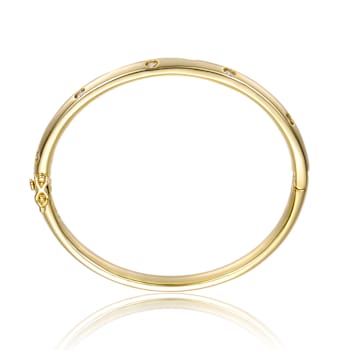 Starry Galaxy CZ Bangle Bracelet In 14K Gold Over Brass