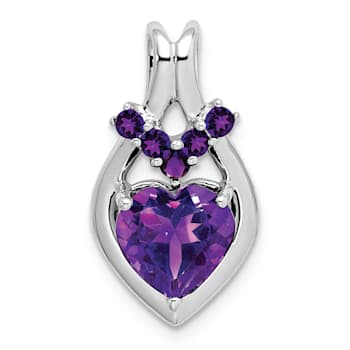 Rhodium Over 14k White Gold Amethyst Heart Pendant