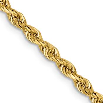 14k Yellow Gold 2.75mm Solid Diamond-Cut Quadruple Rope 24 Inch Chain