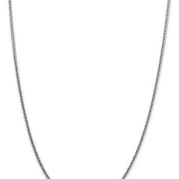 Rhodium Over 14k White Gold 2.35mm 3-Wire Wheat Link 24 Inch Chain