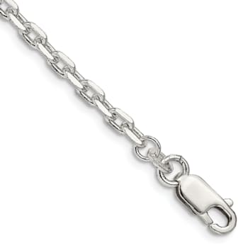 Sterling Silver 3.25mm Beveled Oval Cable Chain Bracelet