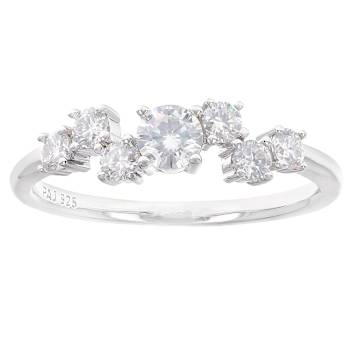 Round Moissanite Ring In Platinum-Enhanced Sterling Silver