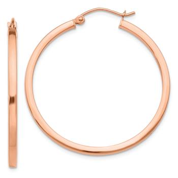14k Rose Gold 1 3/8" Square Tube Hoop Earrings