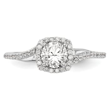 Rhodium Over 14K White Gold Lab Grown Diamond Complete Cushion Halo
Engagement Ring 0.70ctw