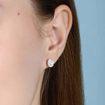 White Cubic Zirconia 14k White Gold Studs With Velvet Gift Box 2.00ctw