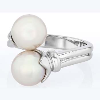 Akoya Pearl Bypass Ring In Sterling Silver