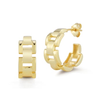 Sterling Statements 14K Yellow Gold Over Sterling Silver Bold Link Hoop Earrings