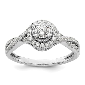 Rhodium Over 10K White Gold Eternal Promise Lab Grown Diamond Halo
Complete Ring 0.554ctw