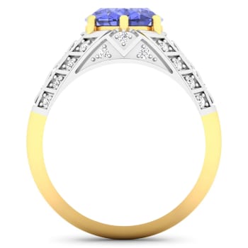 2.63ctw Violet Tanzanite and Diamond 14K Yellow Gold Halo Ring