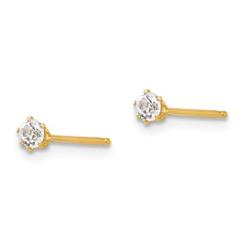 14K Yellow Gold Cubic Zirconia Stud Post Earrings