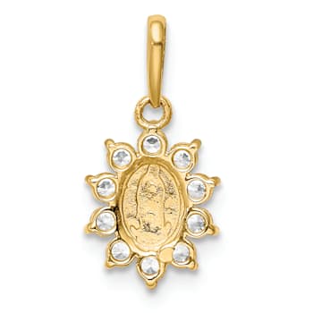 14K Yellow Gold Our Lady of Guadalupe Cubic Zirconia Pendant