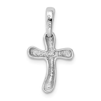 Rhodium over 14k White Gold Small Freeform Cross Pendant