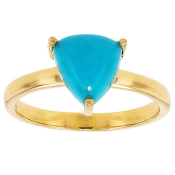Turquoise Trillion Solitaire Ring In 18K Gold Over Sterling Silver 8mm