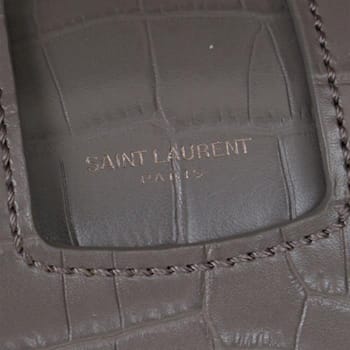 Saint Laurent Charlotte Crocodile Embossed Leather Grey Crossbody Bag