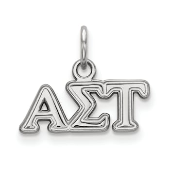 Rhodium Over Sterling Silver LogoArt Alpha Sigma Tau Extra Small Pendant