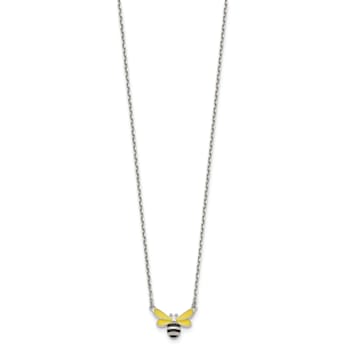 Rhodium Over Sterling Silver Enamel Bumblebee with 2-inch Extension
Childs Necklace