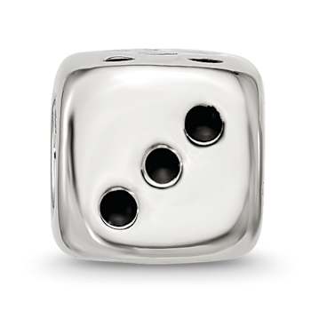 Sterling Silver Enamel 6 Sided Dice Bead