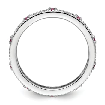 Sterling Silver Stackable Expressions Lab Created Pink Sapphire Ring 0.21ctw