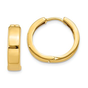 14k Yellow Gold 9/16" Round Hinged Hoop Earrings