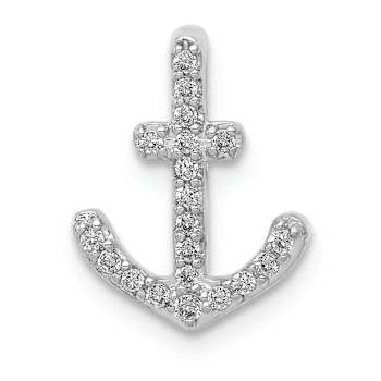 Rhodium Over 14k White Gold Diamond Anchor Chain Slide Pendant