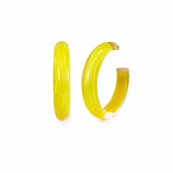 14K Yellow Gold Over Sterling Silver Medium Illusion Acrylic Hoops in Yellow