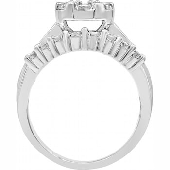 White Diamond Rhodium Over Sterling Silver Ring 0.50ctw