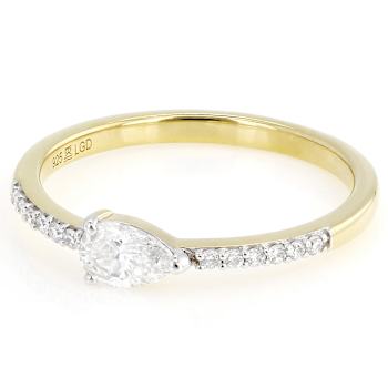 Pear And Round Lab-Grown Diamond Band Ring In 14K Gold Over Sterling
Silver 0.40ctw
