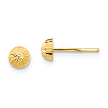 14k Yellow Gold Diamond-Cut 4mm Half-Ball Stud Earrings
