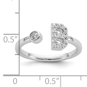 Rhodium Over 14K White Gold Lab Grown Diamond VS/SI GH, Initial B
Adjustable Ring