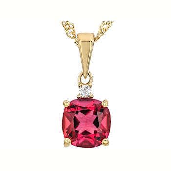 Lab-Created Red Beryl And White Lab-Created Moissanite Pendant Necklace
In 18K Gold Over Sterling Silver 1.73ctw