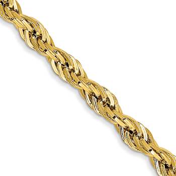 14k Yellow Gold 3mm Rope Link 18 Inch Chain