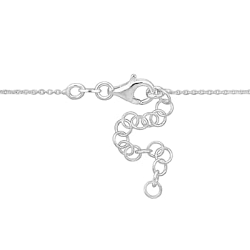 Children's White Enamel Heart Lock Charm Necklace in Sterling Silver