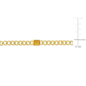 Citrine 14K Yellow Gold Link Station Necklace 3ctw