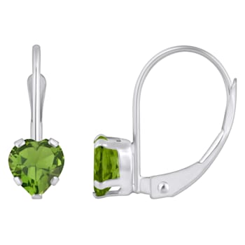 5mm Heart Shape Peridot Rhodium Over 10k White Gold Drop Earrings