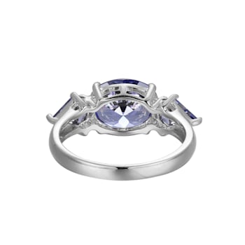 Blue Cubic Zirconia Platinum Over Silver June Birthstone Ring 4.27ctw