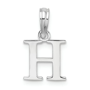 Sterling Silver Polished Block Initial -H- Pendant