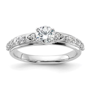 Rhodium Over 10K White Gold Lab Grown Diamond VS/SI GH, Engagement Ring 0.74ctw