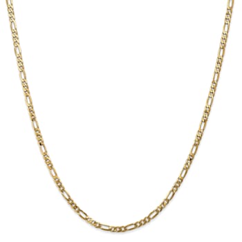 14K Yellow Gold 3mm Flat Figaro Chain Necklace