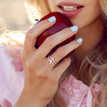 0.87ctw Morganite And 0.25ctw Diamond 10k Rose Gold 2-Stone Ring