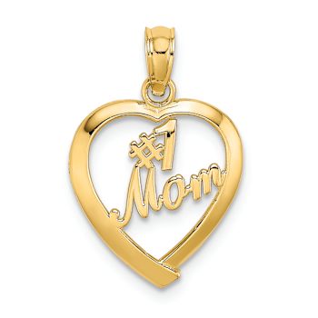 14K Yellow Gold Number 1 MOM in Heart Charm