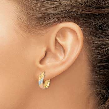 14k Yellow Gold and Rhodium Over 14k Yellow Gold Polished and Satin
9/16" Hoop Earrings